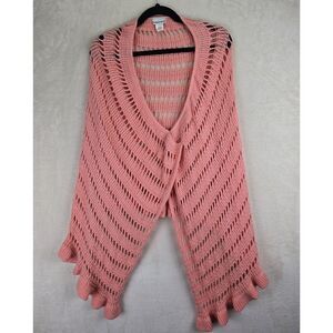 Fashion Bug Womens Crochet Poncho One Size Pink Corral Boho Hippie Cottagecore‎